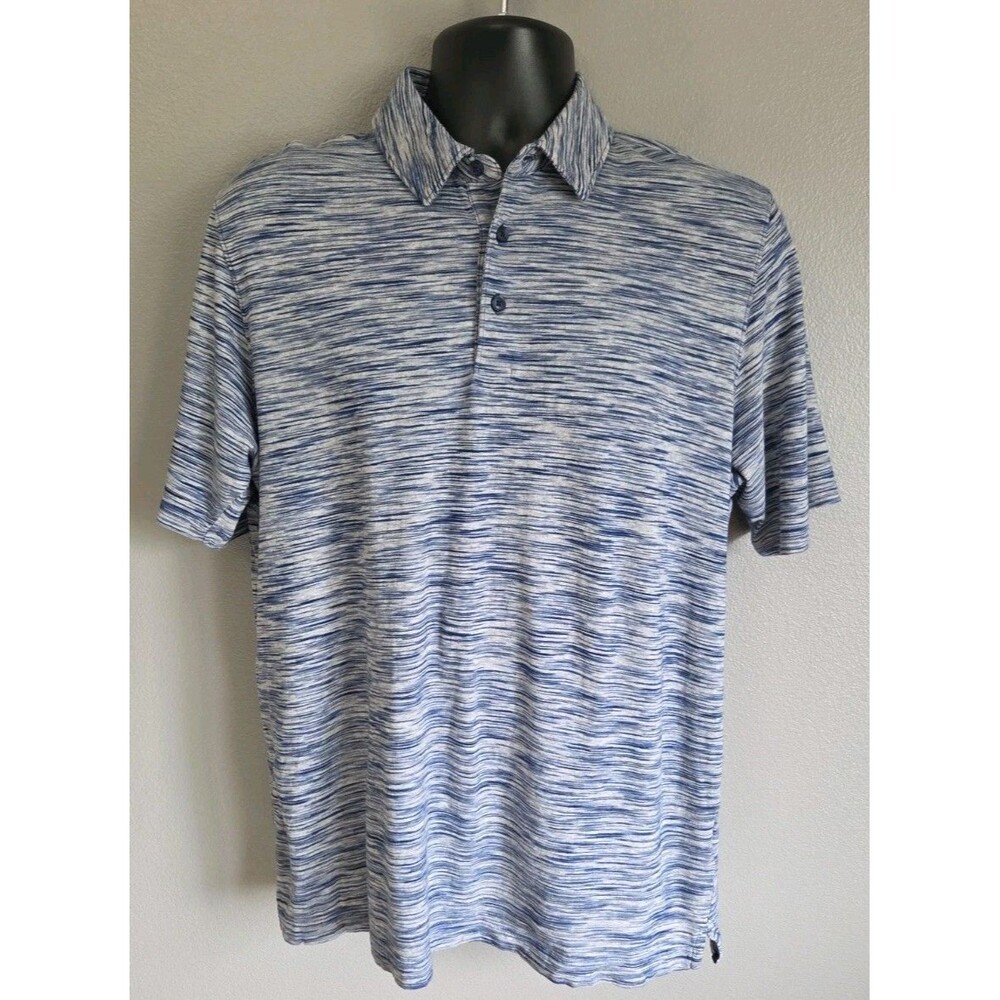 Johnston & Murphy Men's Large Space Dye Polo 100% Organic Cotton Peru Blue